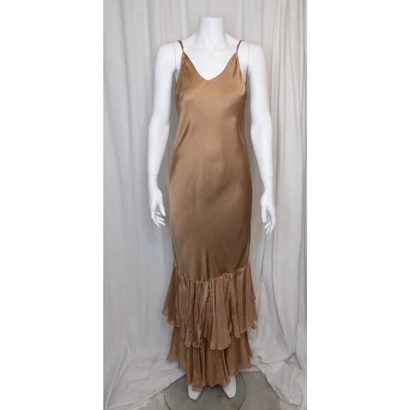 Mes Demoiselles Paris Dresses & Skirts - MES DESMOISELLES 'Marmalade' Silk Satin Bias Ruffled Maxi Gown FR 38 US 6